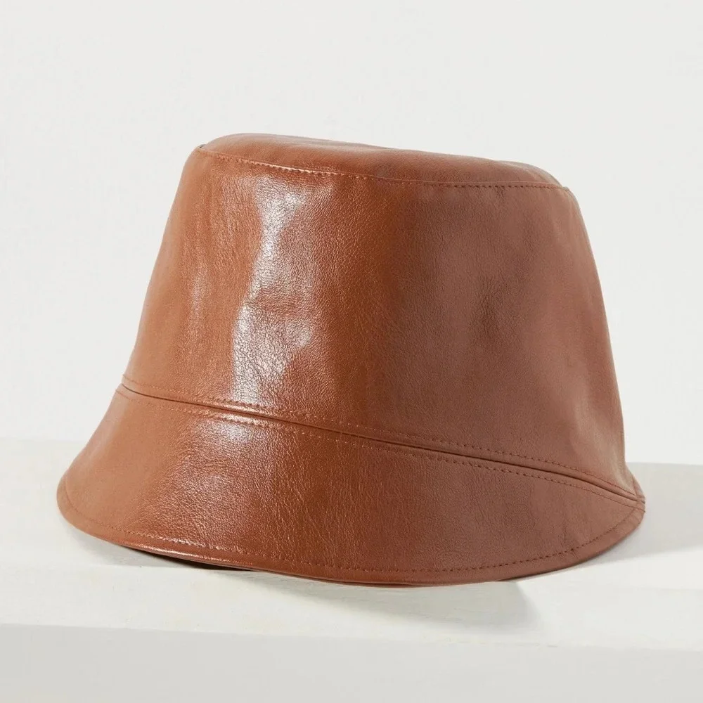 NWT Anthropologie Faux Brown Bucket Hat